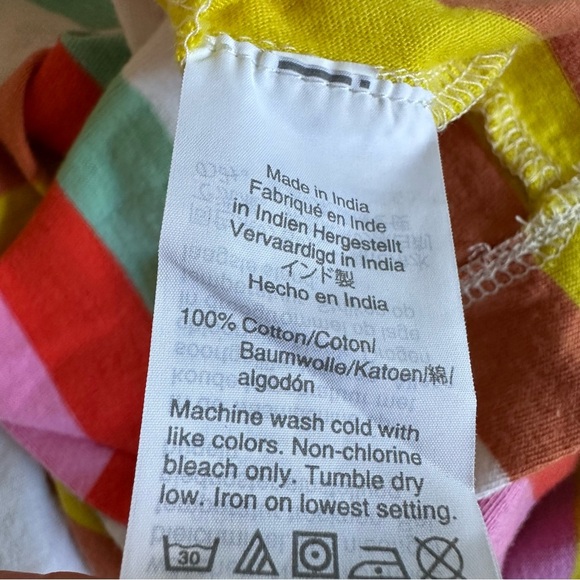 J Crew Size Medium Rainbow Stripe Long Maxi Dress Summer Cotton Knit AP172 - Picture 8 of 9